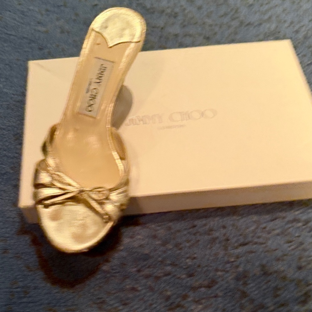 Jimmy Choo Gold Open-Toe Heels